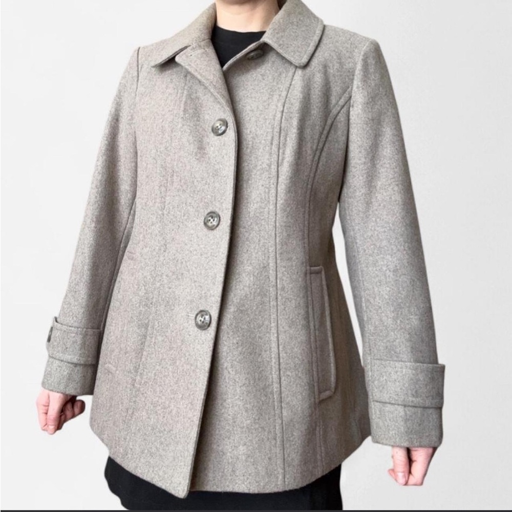 London Fog Women's Tan Pea Coat; Wool Blend